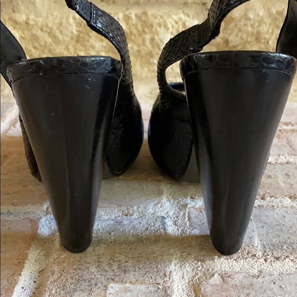 Ash 38 7.5  8 Black Snake Platform Heels - Picture 3 of 8